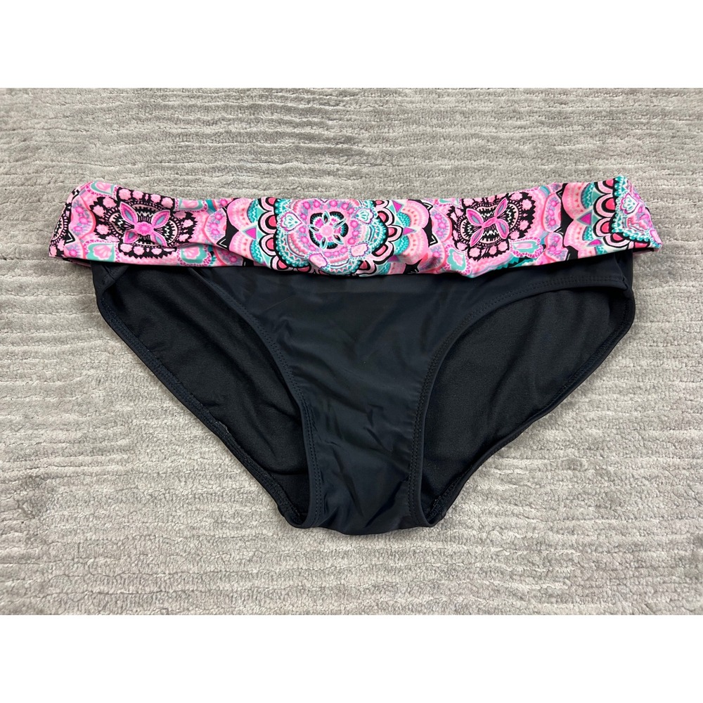 Collections by Catalina Bikini Bottom Womens M Black Coral Freeze Mandala